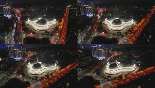 广西艺术中心夜景高清在线视频素材下载