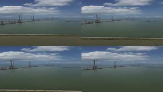 珠海正在建设的海上大桥航拍高清在线视频素材下载
