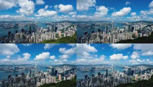 香港城市天际线全景延时航拍高清在线视频素材下载