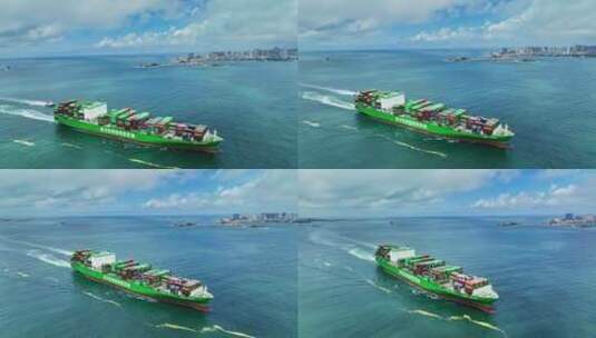 海上轮船胶州湾轮船高清在线视频素材下载