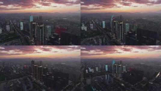 黄昏的杭州余杭未来科技城高清在线视频素材下载