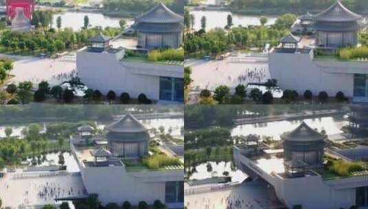 航拍中国扬州大运河博物馆大运塔高清在线视频素材下载