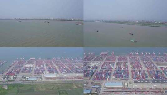 2023广州港南沙港码头集装箱高清在线视频素材下载