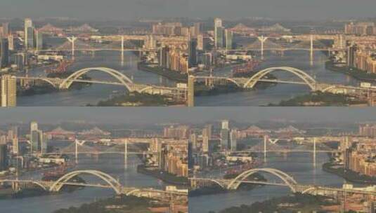 中国广东省广州市珠江大型桥梁高清在线视频素材下载
