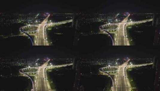 城市夜景交通高架桥夜景车辆行驶航拍高清在线视频素材下载