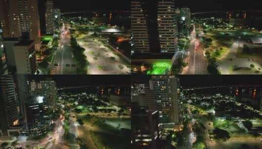 航拍夜晚城市道路高清在线视频素材下载