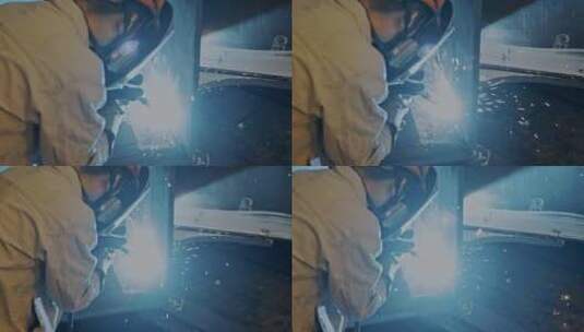 高清实拍工厂工业焊接电焊人物工作高清在线视频素材下载