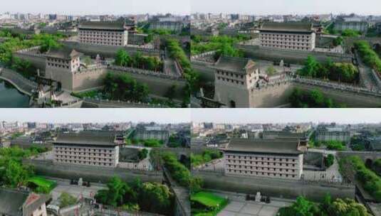 航拍西安永宁门城墙建筑高清在线视频素材下载
