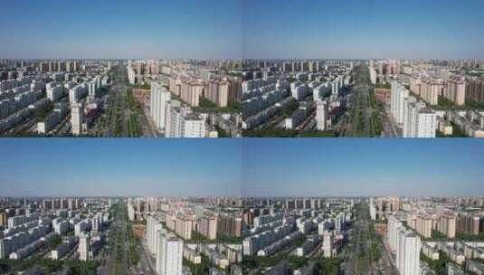 山东潍坊城市风光交通城市大景高楼建筑航拍高清在线视频素材下载