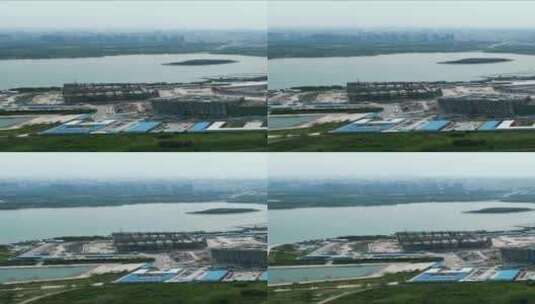 河南郑州龙湖公园竖屏航拍高清在线视频素材下载