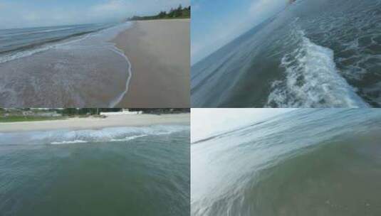 fpv穿越机航拍海边沙滩海浪海岸线浪花高清在线视频素材下载
