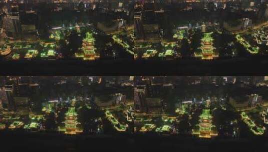 南昌滕王阁夜景航拍东湖区城市夜晚建筑风光高清在线视频素材下载