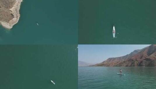 宣传片 户外 水上运动 浆板 航拍高清在线视频素材下载