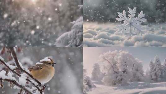唯美冬天雪景高清在线视频素材下载