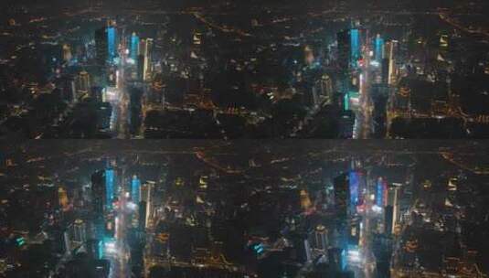 南京河西城市CBD夜景航拍高清在线视频素材下载