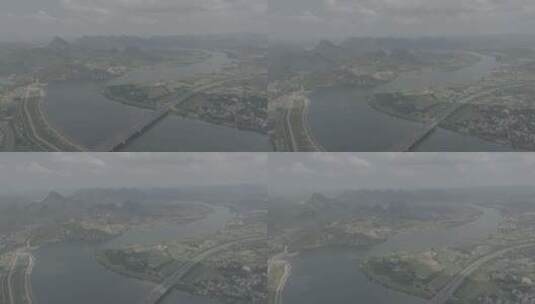 柳江山水城市自然风光高清在线视频素材下载