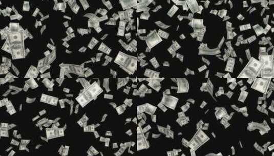 掉落的一百美元钞票动画，在Alpha频道高清在线视频素材下载