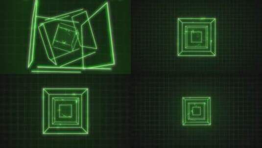 复古数字绿色计算机图形学立方体高清在线视频素材下载