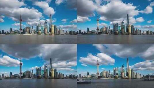 4K延时摄影上海陆家嘴外滩建筑群高清在线视频素材下载