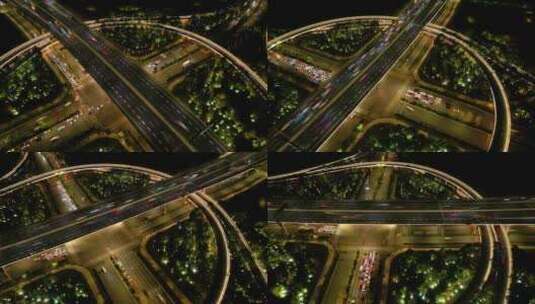 杭州萧山区市心路互通立交桥高架桥夜景延时高清在线视频素材下载