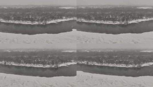 春分时节的大兴安岭河流湿地风雪高清在线视频素材下载