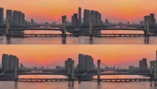 珠海市香山桥日落风光高清在线视频素材下载