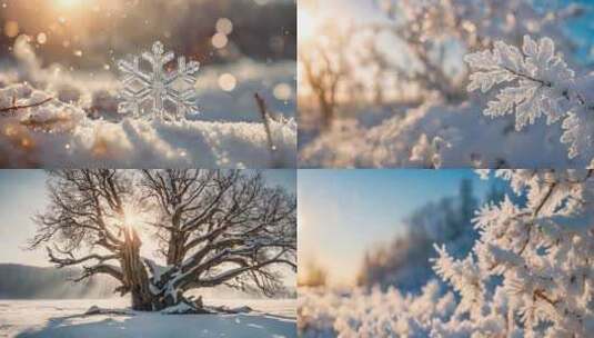 【合集】雪白寒露立冬冬至森林大雪小雪雪景高清在线视频素材下载