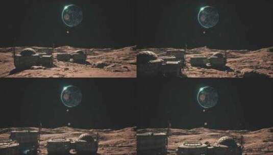 带空间站的月球表面高清在线视频素材下载