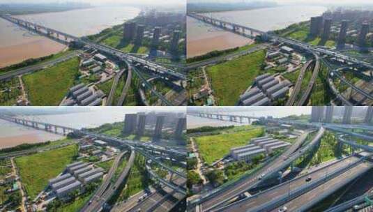 杭州九堡大桥立交桥汽车车辆车流视频素材高清在线视频素材下载