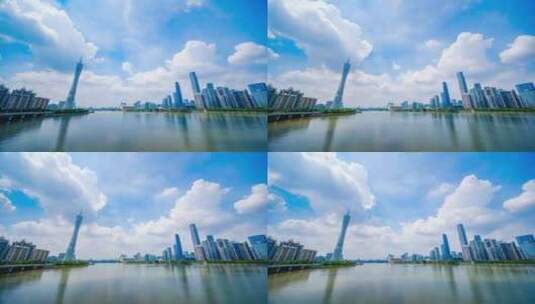 广州城市风光珠江新城江景延时高清在线视频素材下载