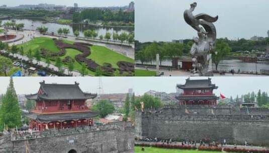 湖北荆州古城历史文化旅游区航拍合集高清在线视频素材下载