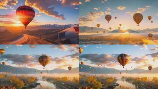 热气球升空浪漫唯美飞行翱翔风景风光素材原高清在线视频素材下载