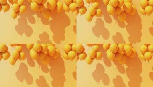 三维渲染黄色气球飞出高清在线视频素材下载