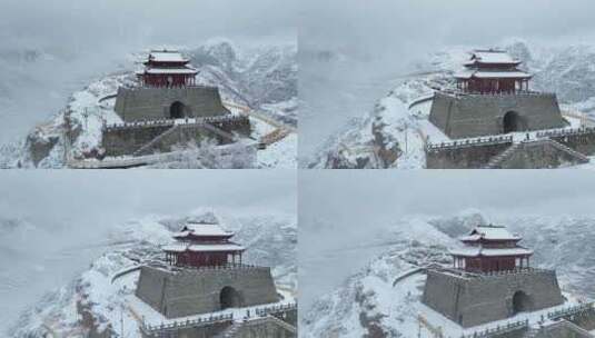 阿坝州松潘古城雪景素材高清在线视频素材下载