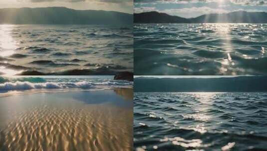 波光粼粼海面沙滩高清在线视频素材下载