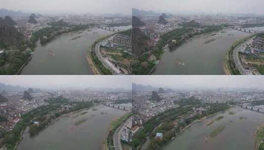 广西桂林漓江风光航拍高清在线视频素材下载