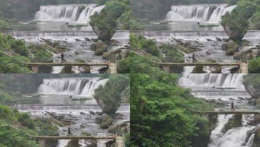 贵州穿洞河瀑布航拍高清在线视频素材下载