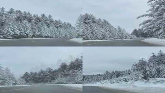 一个人在白雪覆盖的道路上开车的POV高清在线视频素材下载