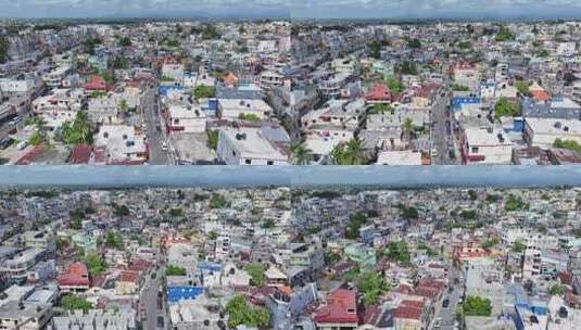 圣多明戈郊区对比生活方式的鸟瞰图。主要街高清在线视频素材下载