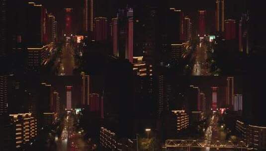 武汉武昌中南路灯光夜景航拍高清在线视频素材下载