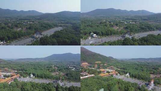 武汉江夏区龙泉寺航拍高清在线视频素材下载