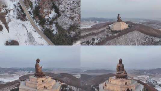 正觉寺金鼎大佛航拍高清在线视频素材下载