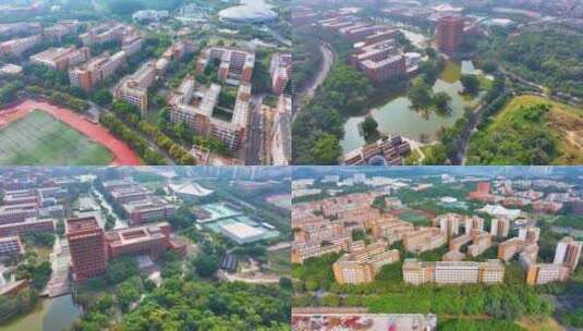 华南理工大学大学城校区航拍校园广州风景风高清在线视频素材下载