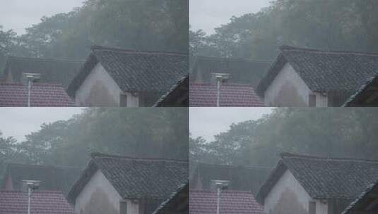 农村瓦房雨景高清在线视频素材下载