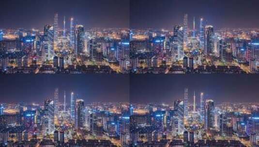 广州珠江新城CBD中轴夜景4K高清在线视频素材下载