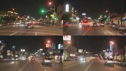 夜间沿街道形式的车辆高清在线视频素材下载