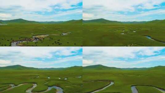 甘南草原河流夏季4K航拍高清在线视频素材下载