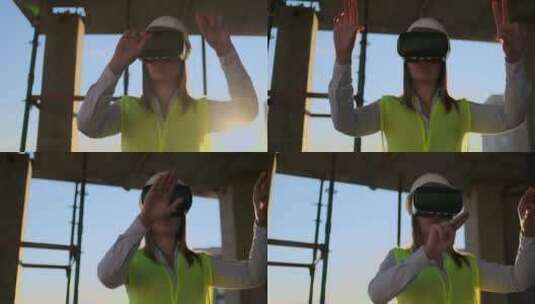 虚拟现实眼镜中的女工程师高清在线视频素材下载