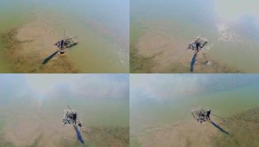 滩涂摄影人工除藻作业高清在线视频素材下载