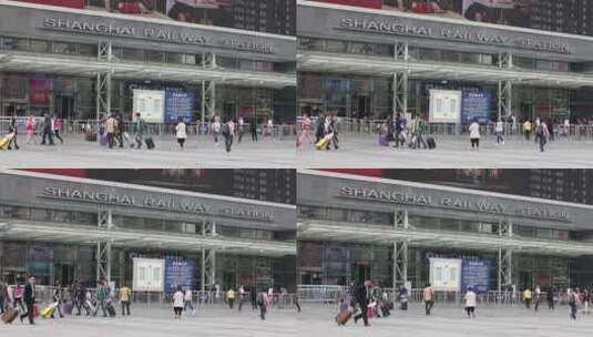 中国上海火车站外景高清在线视频素材下载
